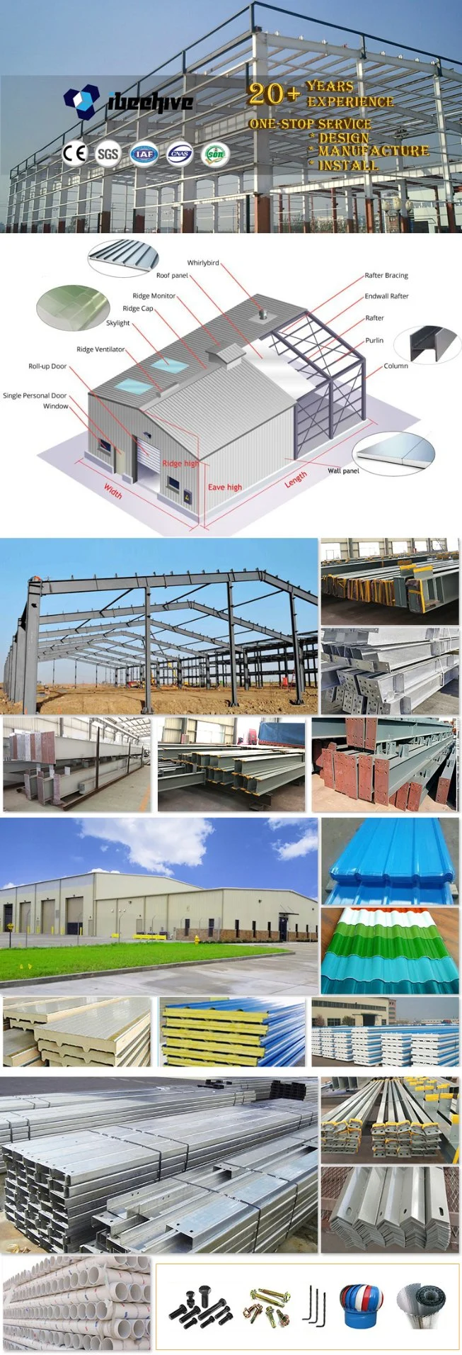 High Strength Steel Building Large Span Warehouse Large Space Workshop Excellent Seismic Frame and Impact Resistance Wall Panels